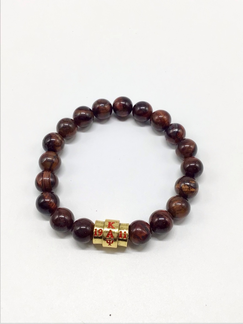 Kappa Alpha Psi Tiger Eye Stone Beaded Stretch Bracelet - Picture 3 of 4